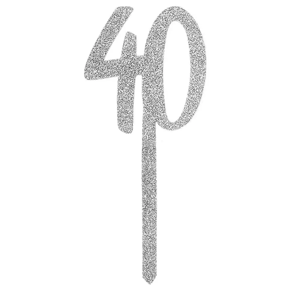 Tårtdekoration 40 Silver i Akryl