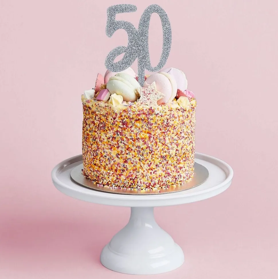 Tårtdekoration 50 Silver i Akryl