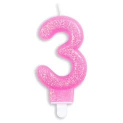Tårtljus Siffra Glitter Rosa