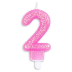 Tårtljus Siffra Glitter Rosa