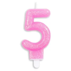 Tårtljus Siffra Glitter Rosa