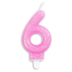 Tårtljus Siffra Glitter Rosa