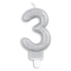 Tårtljus Siffra Glitter Silver