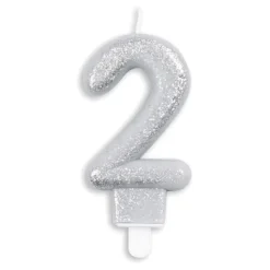 Tårtljus Siffra Glitter Silver