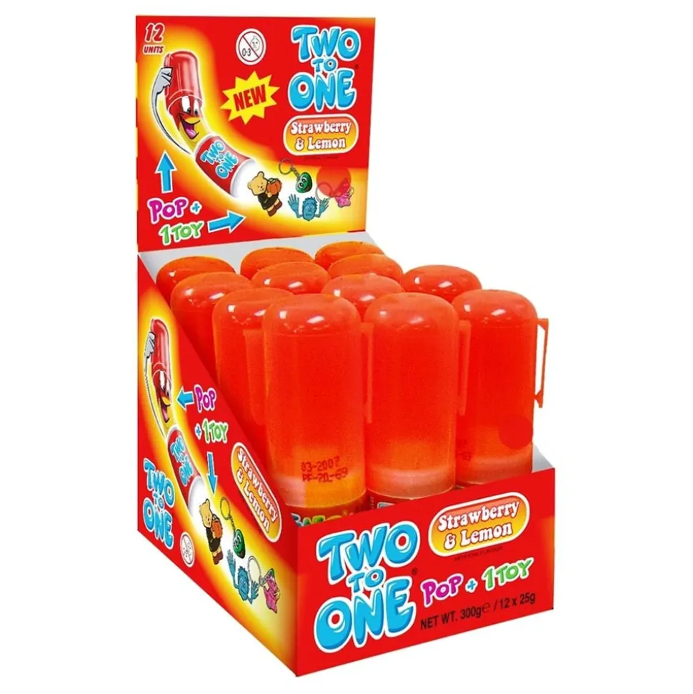 Two To One Jordgubb/Lime Godisklubba