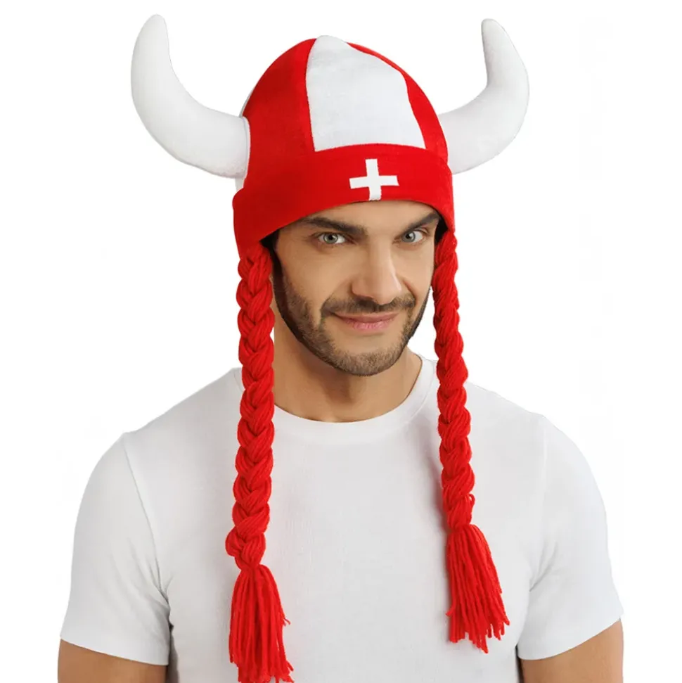 Vikingahjälm Schweiz med Flätor