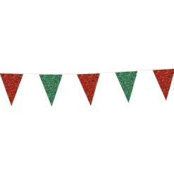 Vimpelgirlang Röd/Grön Glitter