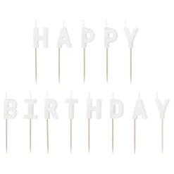 Vita Tårtljus Happy Birthday