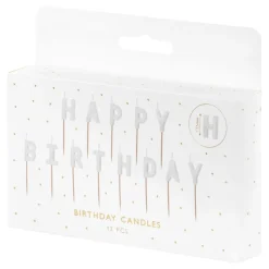 Vita Tårtljus Happy Birthday
