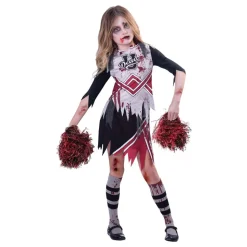 Zombie Cheerleader Svart/Röd Barn Maskeraddräkt
